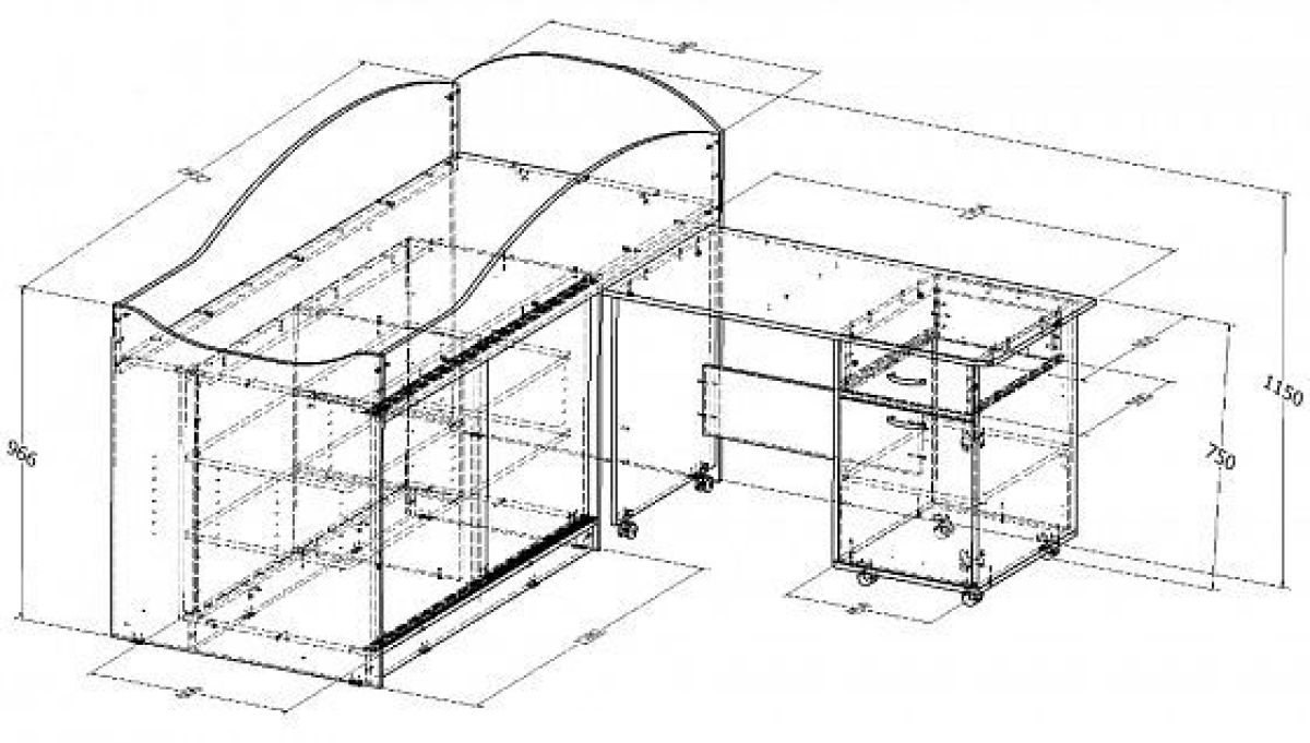 Кровать-чердак "Дюймовочка-3" (без лестницы) Дуб молочный/Орех | фото 3