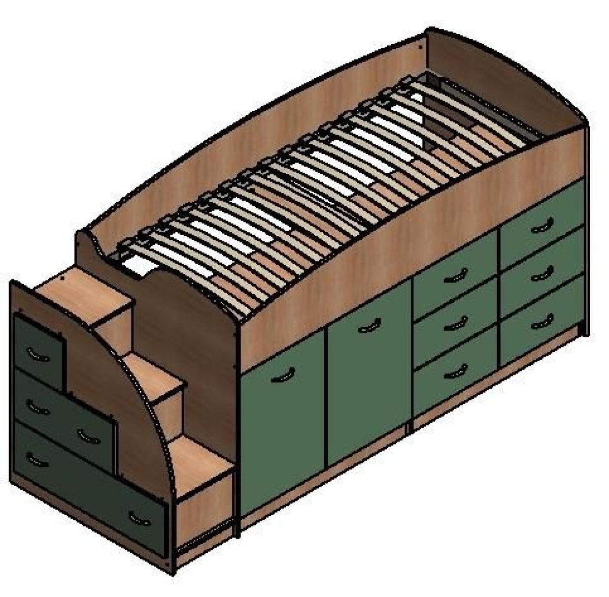 Кровать-чердак "Дюймовочка-4.1"  Дуб молочный/Венге | фото 2