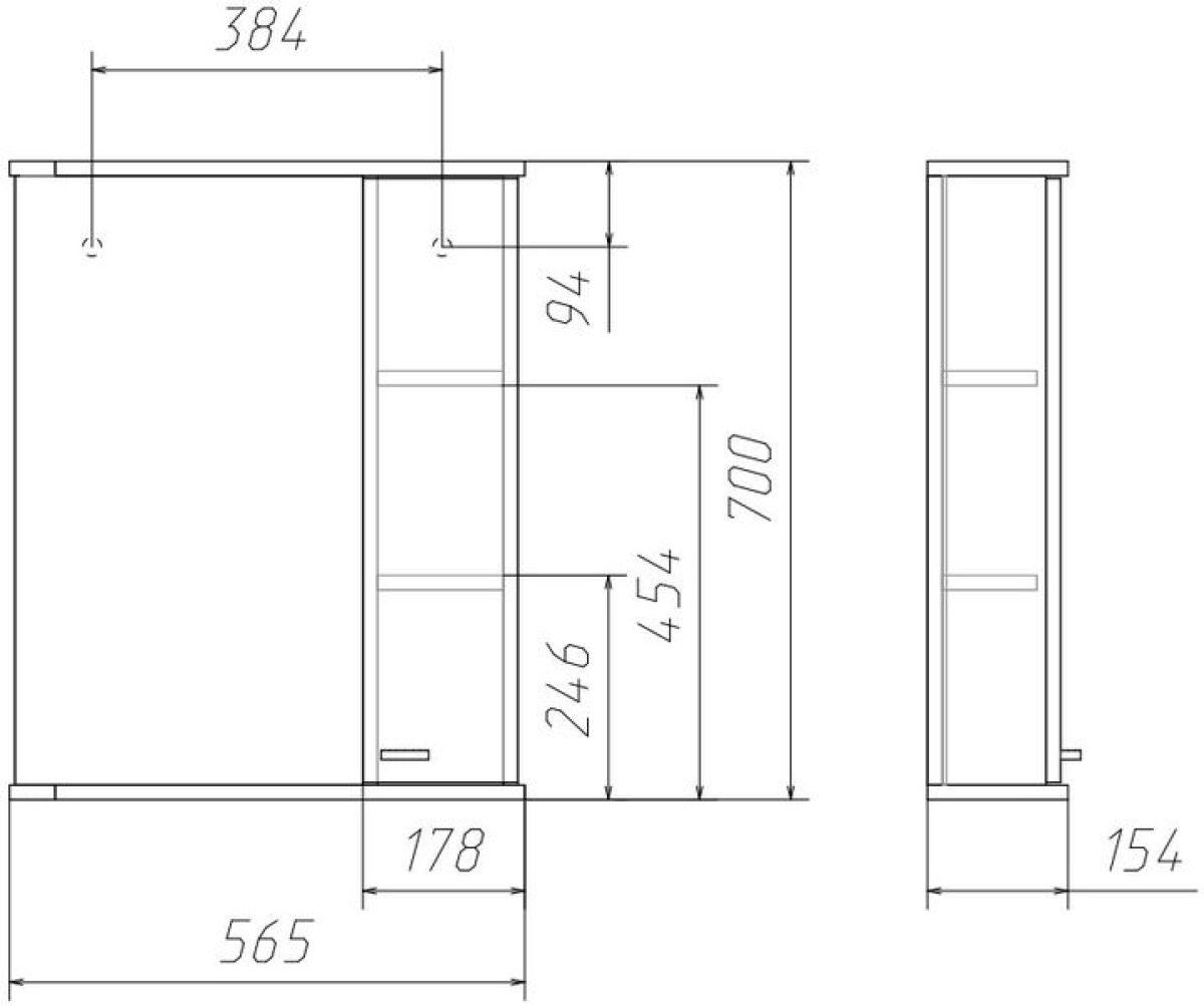 Шкаф-зеркало Классик 55 правый АЙСБЕРГ (DA1051HZ) | фото 3