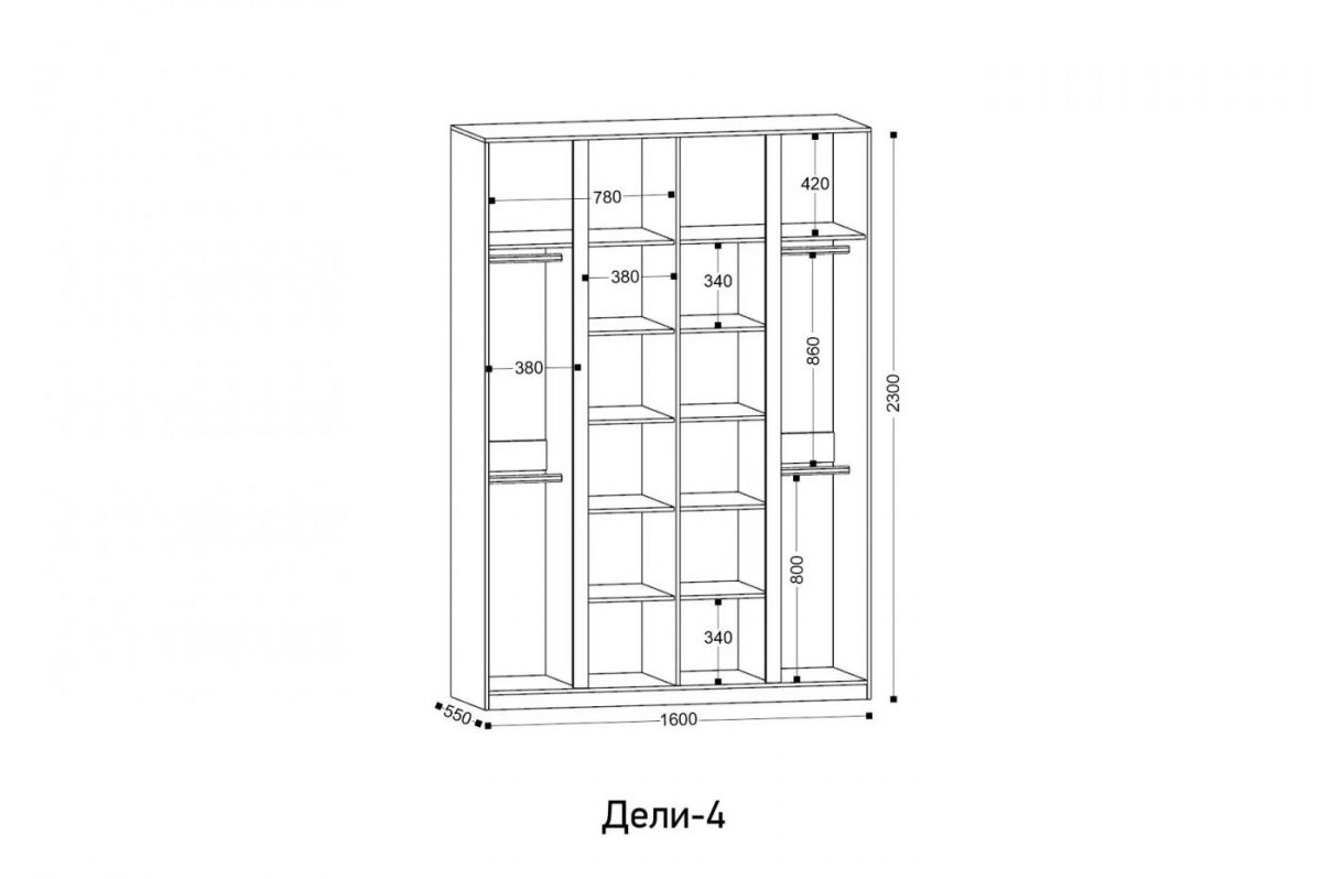 ДЕЛИ 4 Шкаф 4-х створчатый | фото 2