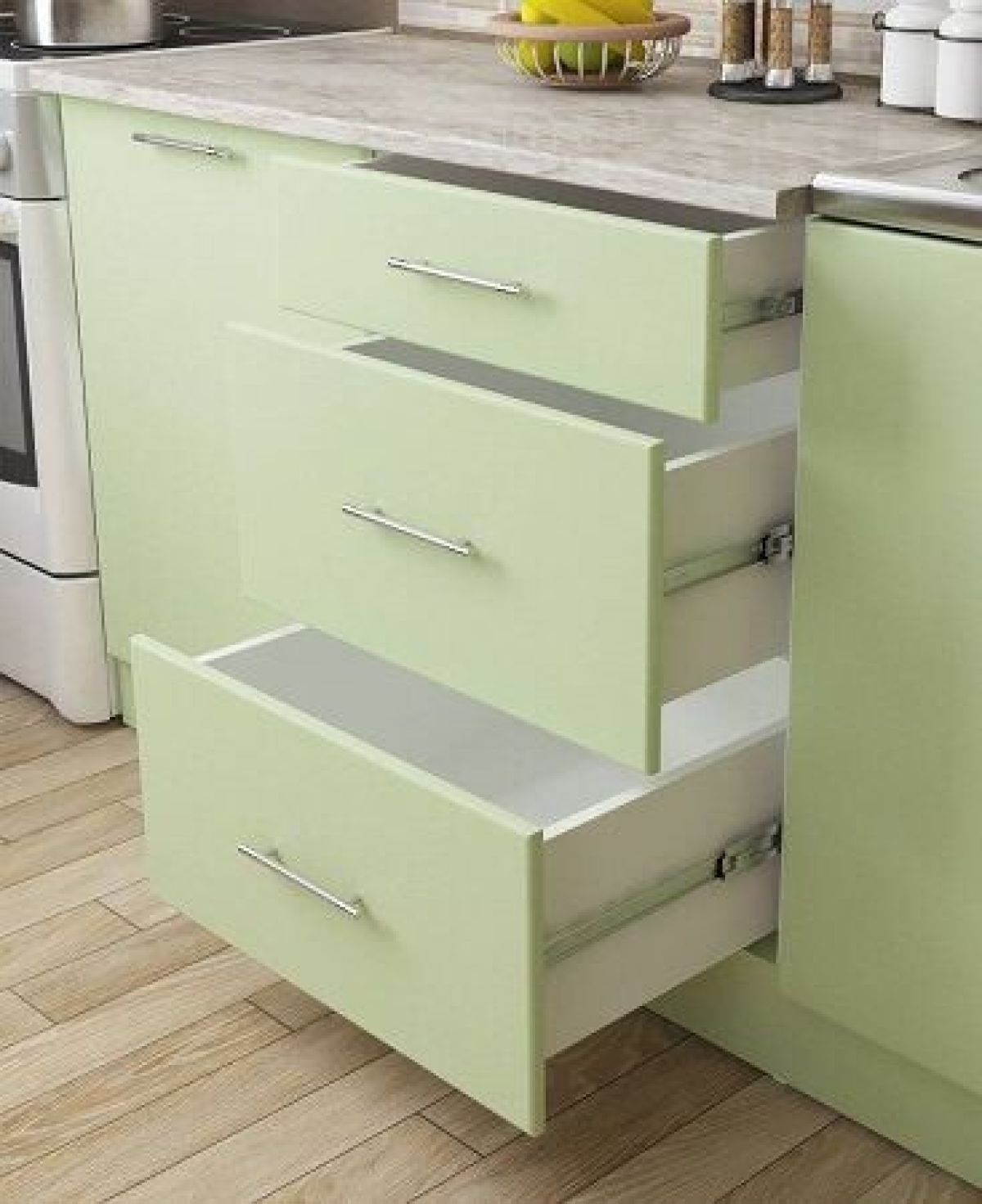 Кухонный гарнитур угловой Флоренс Грин (1400*1600) УНИ | фото 3