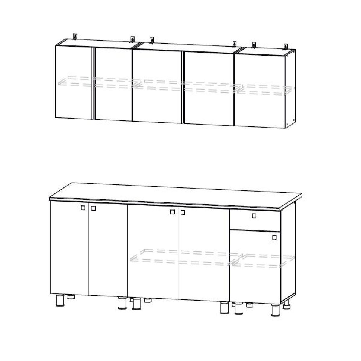 Кухонный гарнитур КГ-1 (Белый/Дуб Золотой/Чёрный) 1800 | фото 2