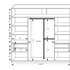 Шкаф-купе 2450 серии NEW CLASSIC K4+K4+K4+B22+PL4 (по 2 ящика лев/прав+F обр.штанга) профиль «Капучино» | фото 3