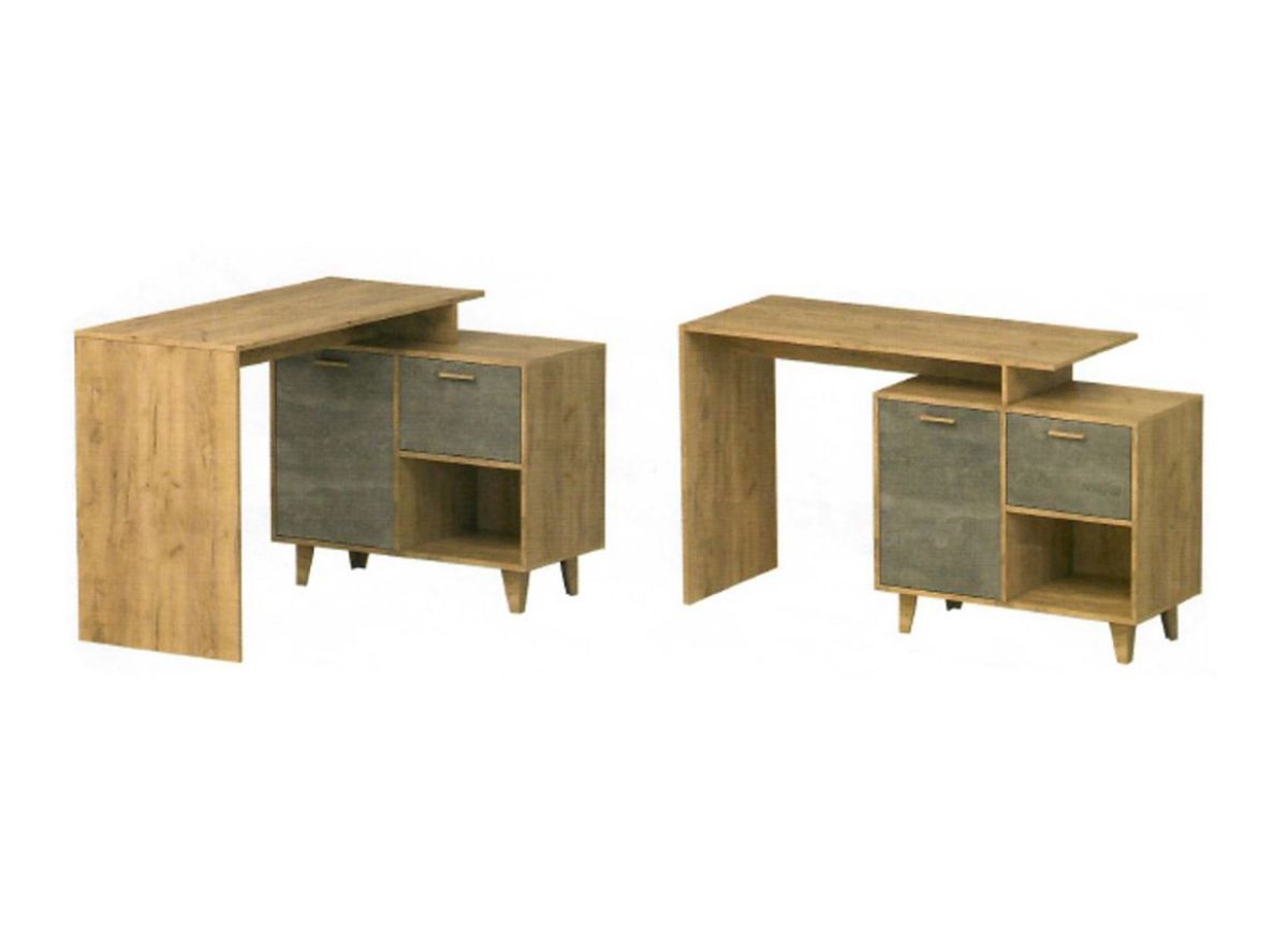 Эго Ст-2 Стол письменный с 1дв, 1ящ (дуб крафт золотой/камень темный) на ножках | фото 3