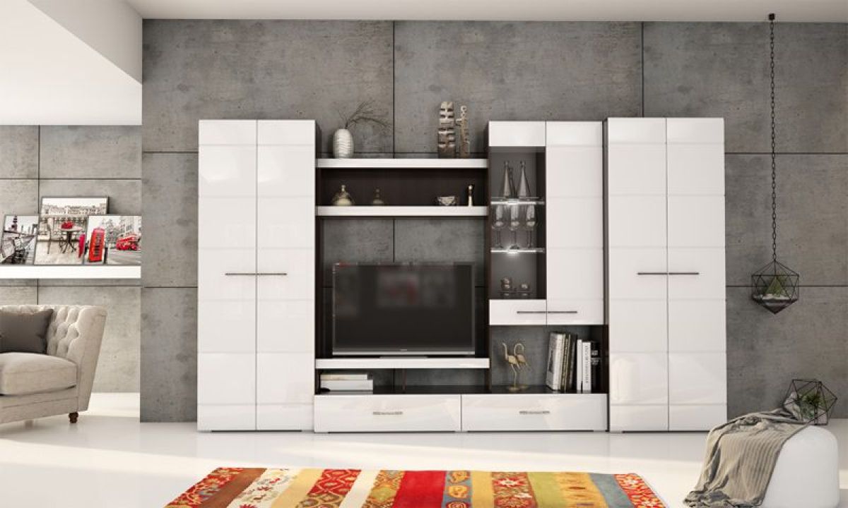 Фиеста №7 Пенал с полками (Венге/Белый глянец) | фото 2