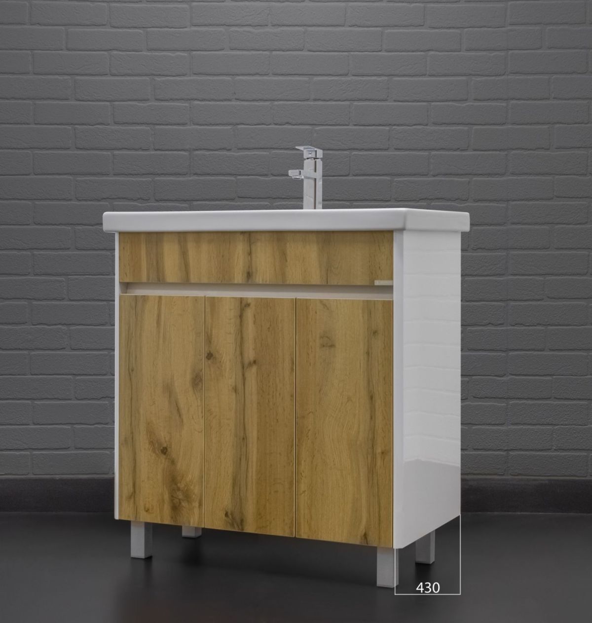 Тумба под умывальник "Fest 80" Uno Дуб ВОТАН без ящика Домино (DU1507T) | фото 6