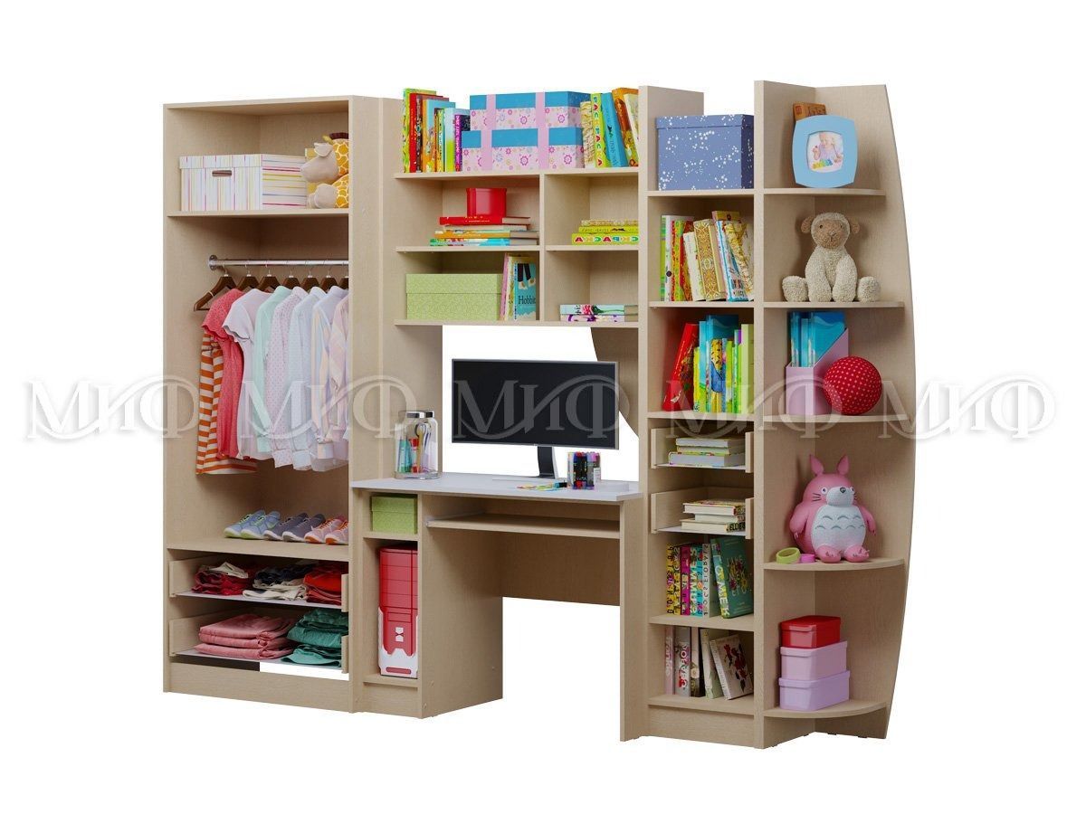 ЮНИОР-2 Стенка Лофт ЛДСП (Бетон светлый/белый) | фото 2