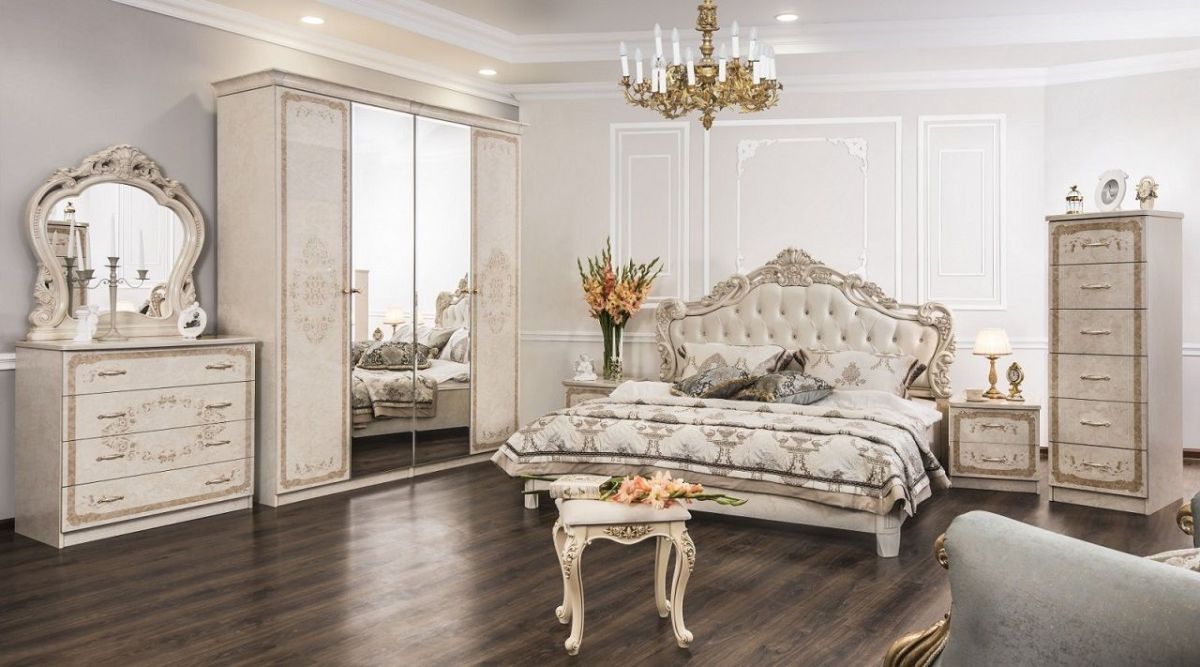 Комод 4 ящика с Зеркалом ППУ (крем) коллекция Патрисия | фото 5