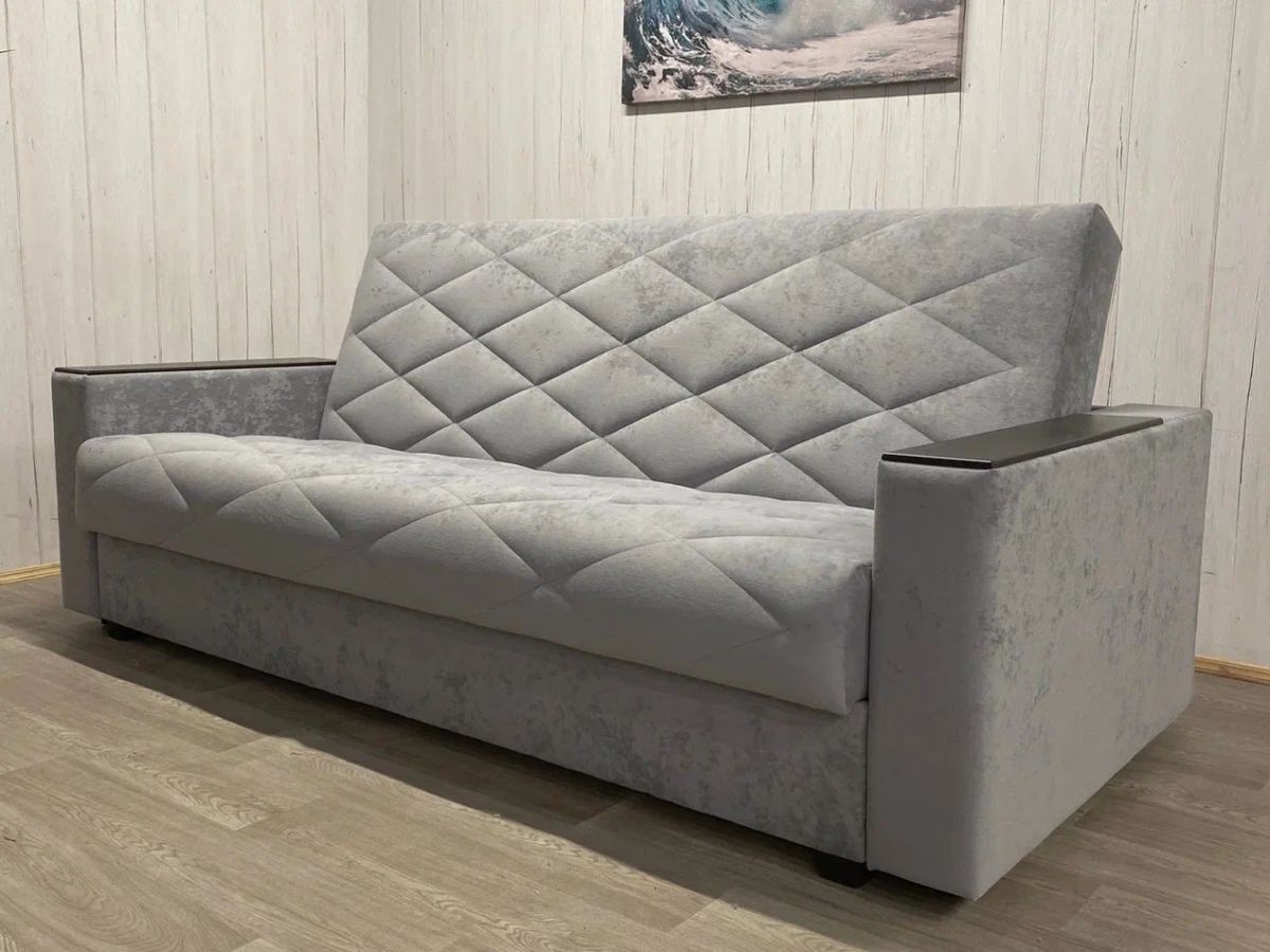 Диван Престиж-15 (НПБ+МДФ) велюр Sensey silver | фото 2