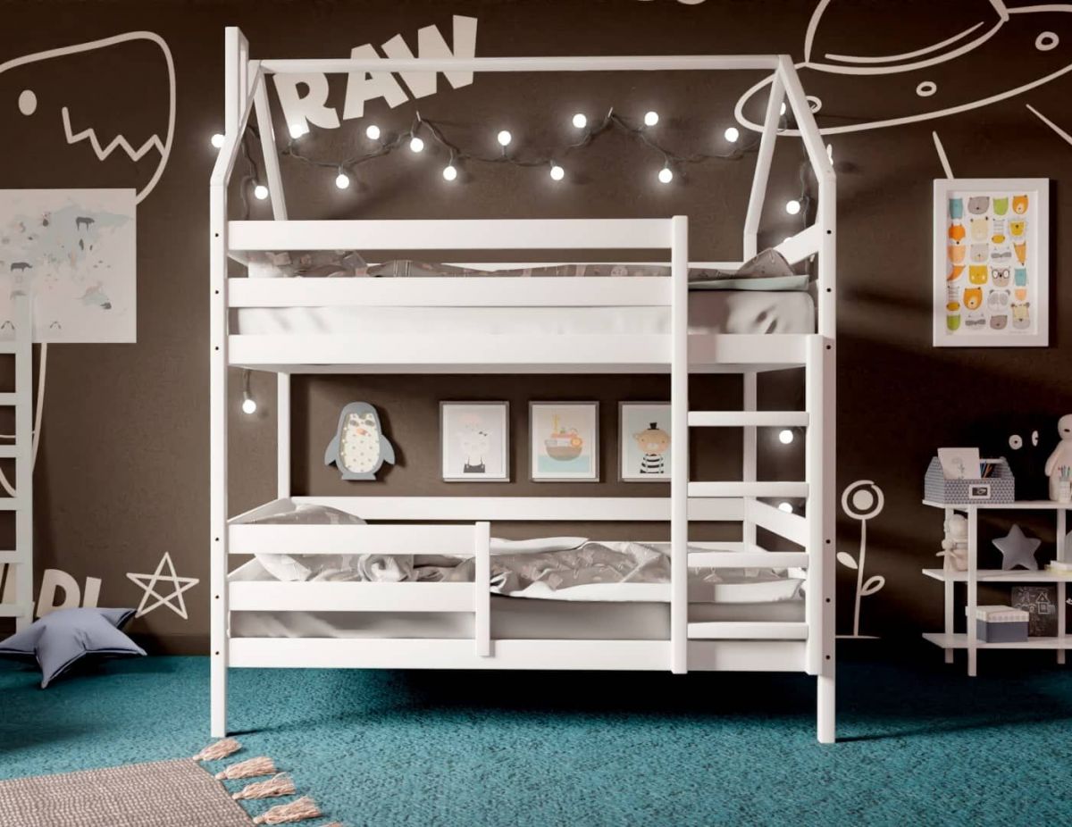 Кровать-домик двухъярусная 80*160 Белый | фото 2
