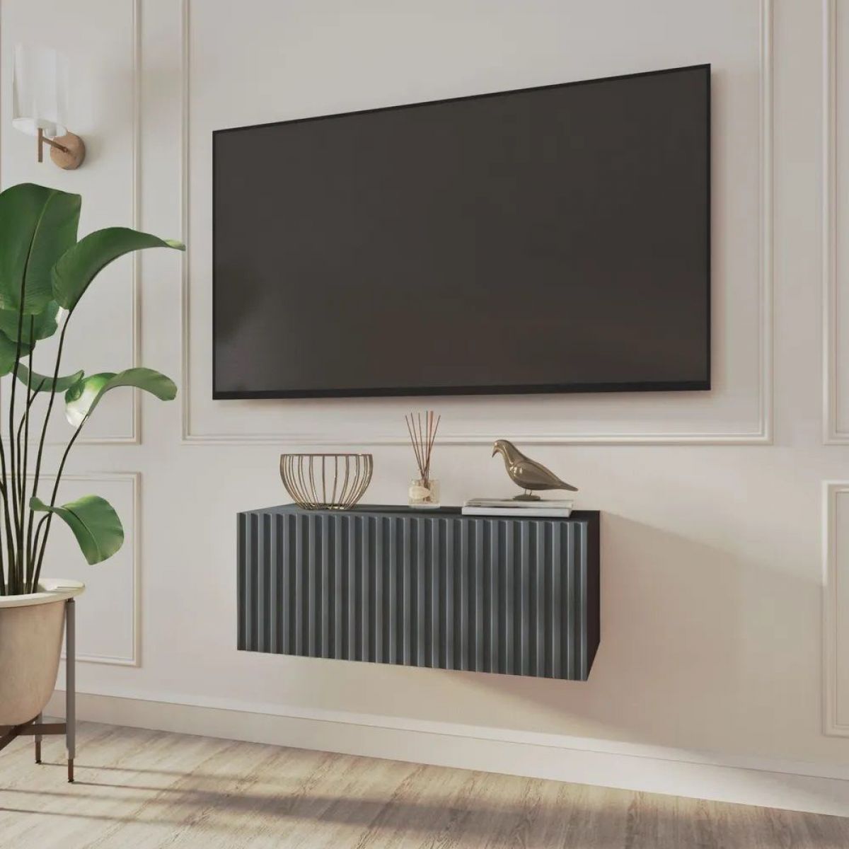 Тумба подвесная под ТВ LINES MTV1-MA 750 Темно-серый (Графит-M 10.1.25) | фото 8