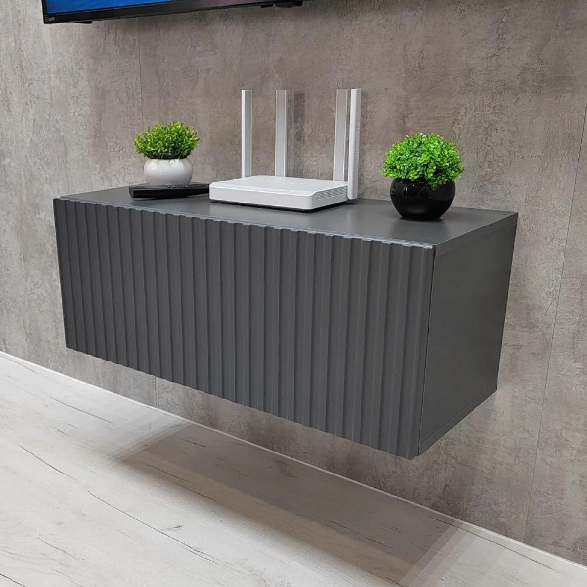 Тумба подвесная под ТВ LINES MTV1-MA 750 Темно-серый (Графит-M 10.1.25) | фото 9