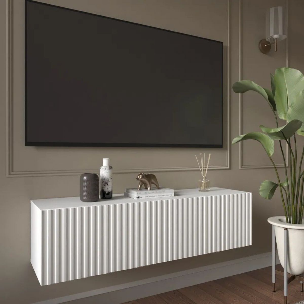 Тумба подвесная под ТВ LINES MTV4-MA 1150 Белый матовый (Белый-M 10.1.2) | фото 8