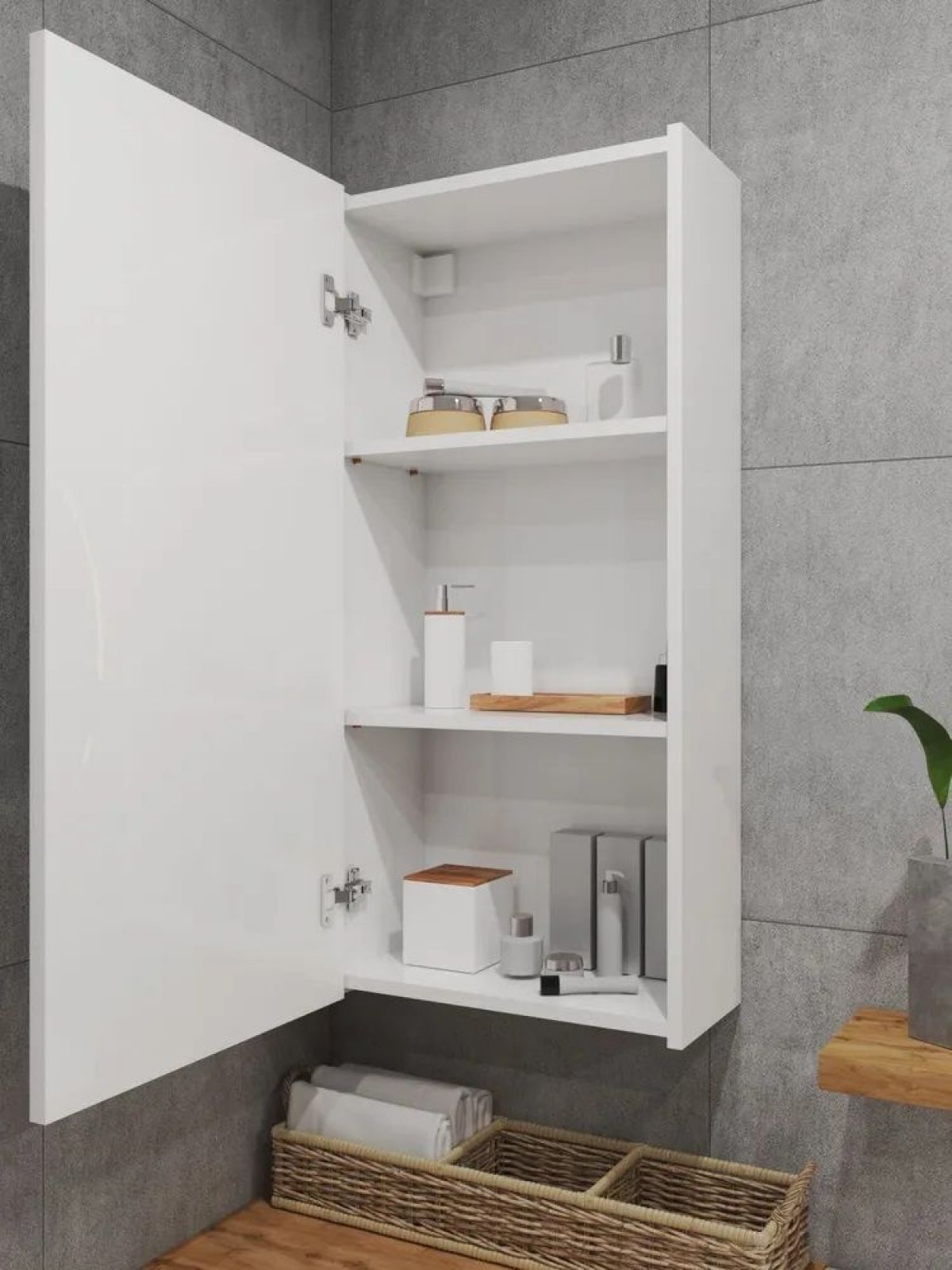 Шкаф навесной для ванной MH6-MA 450х960 (Белый-М 10.1.1) Белый глянец | фото 3