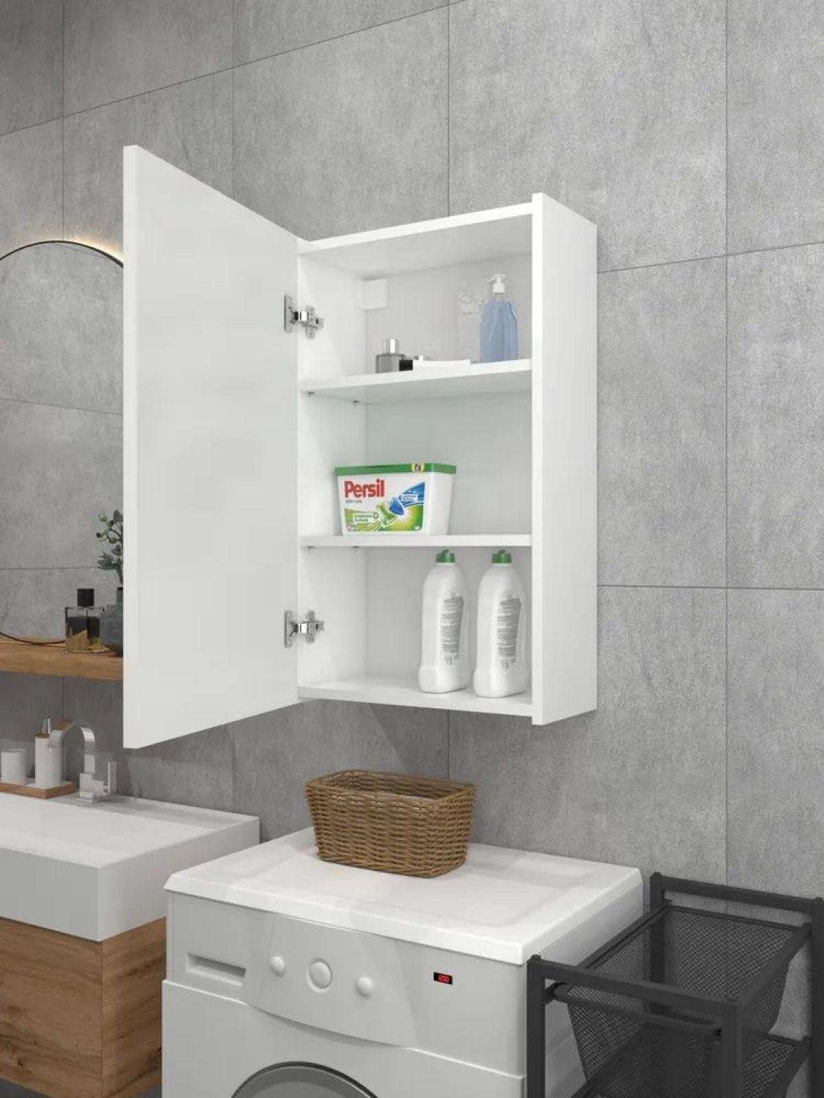 Шкаф навесной для ванной MH8-MA 600х750 (Белый-М 10.1.1) Белый глянец | фото 3