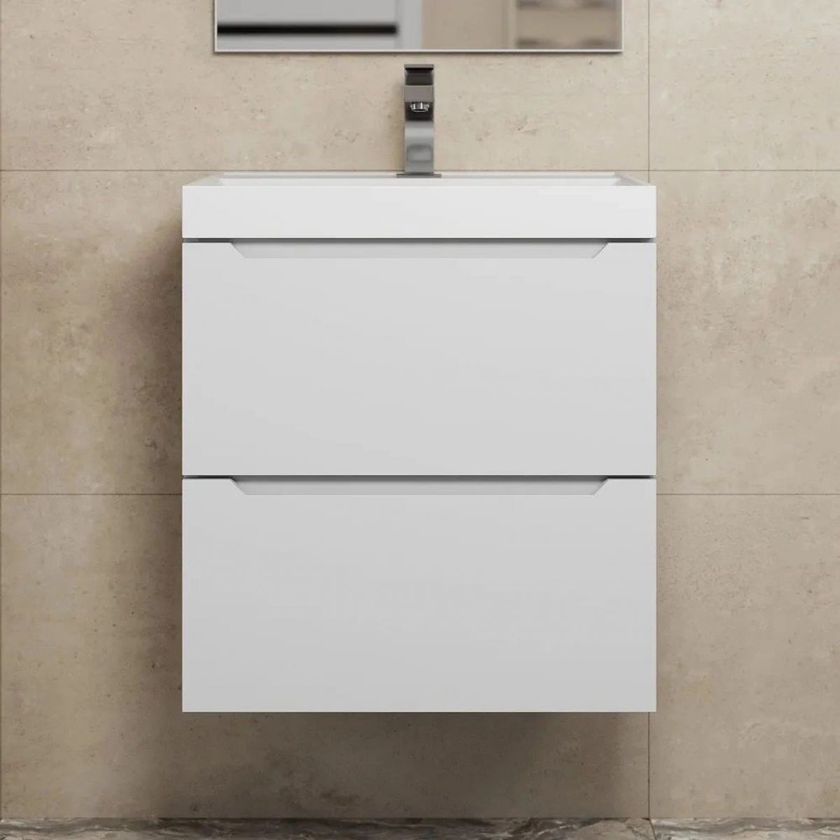 Тумба под раковину Uperwood Tanos 50 см, подвесная, белая матовая | фото 9