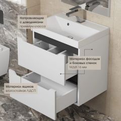 Тумба под раковину Uperwood Tanos 100 см, подвесная, белая/графит | фото 4