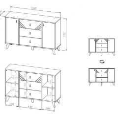 БАЙКАЛ Комод 3 ящика двухстворчатый (Графит/Дуб золотой) | фото 3
