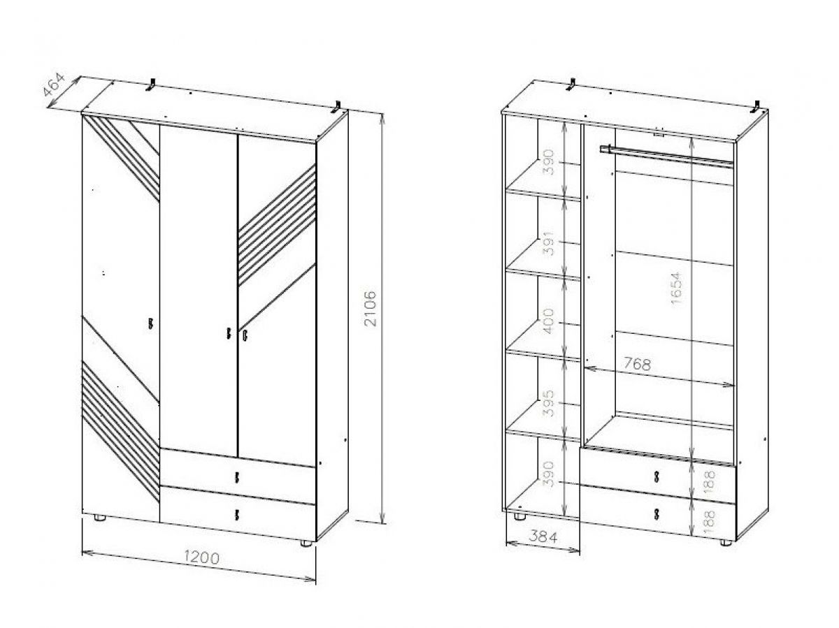 БАЙКАЛ Шкаф трехстворчатый (с ящиками) Графит/Дуб золотой | фото 3