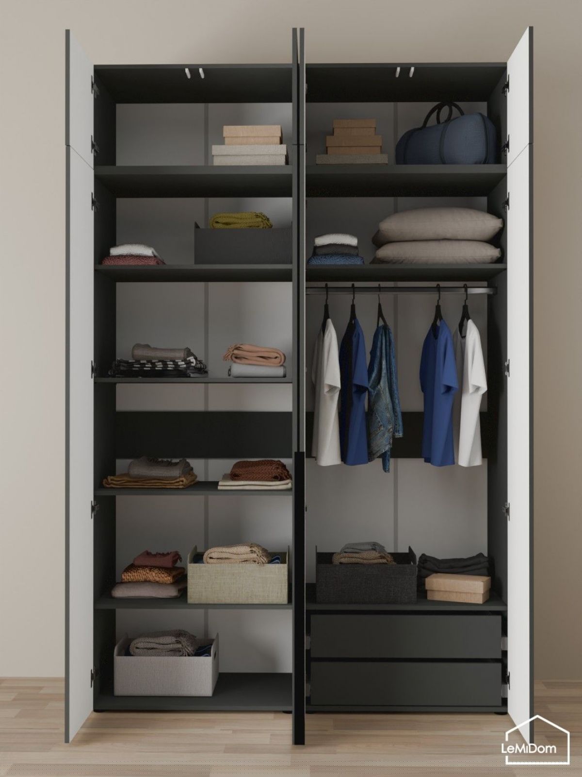 Шкаф с антресолью Linnea MHR-4A-2 2450х1600х510 (Графит-М 11.1.25) | фото 5